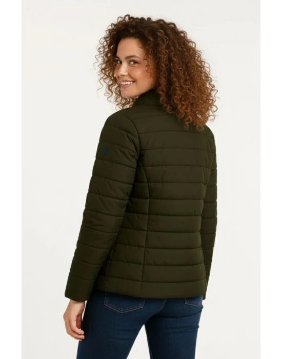 Mikro Su İtici Kapitone Baskılı Astarlı Fermuarlı Bomber Mont - Haki