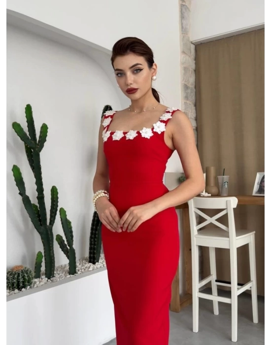 Mıng Çiçek Detaylı Elbise