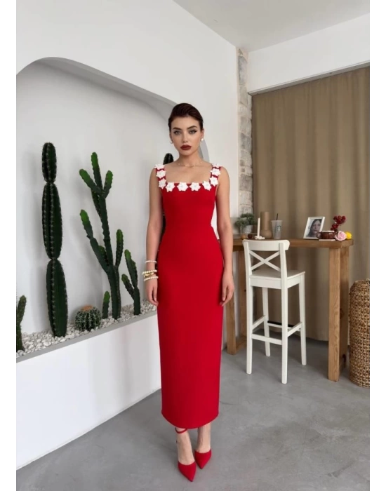 Mıng Çiçek Detaylı Elbise