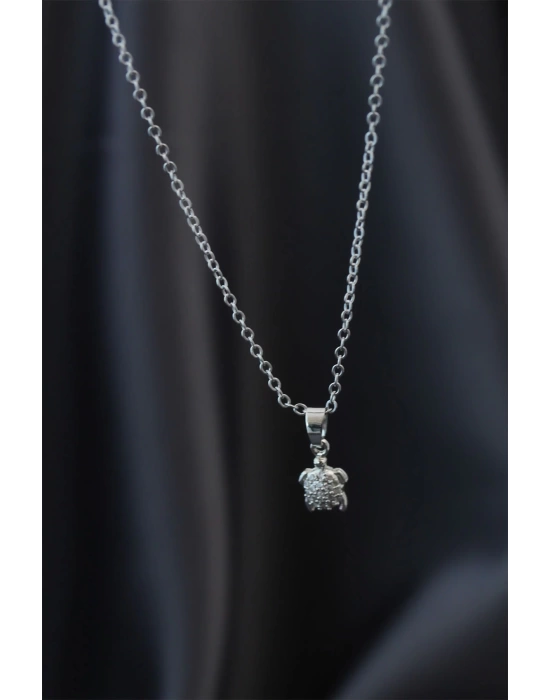 Minimal Caretta Caretta Silver Renk Zirkon Taşlı Kadın Kolye