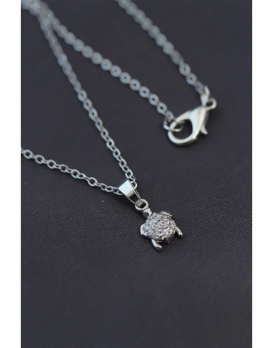 Minimal Caretta Caretta Silver Renk Zirkon Taşlı Kadın Kolye
