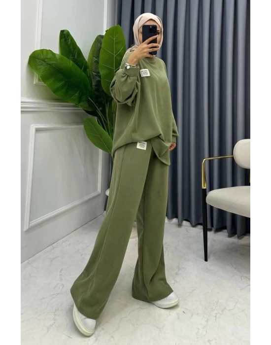 Mint Klasik Fitilli Kazak Ve Pantolon Takım