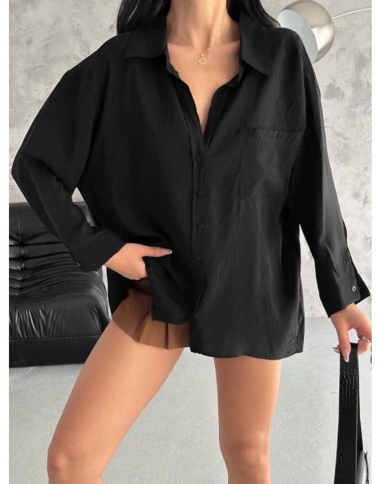Modal oversize cepli gömlek