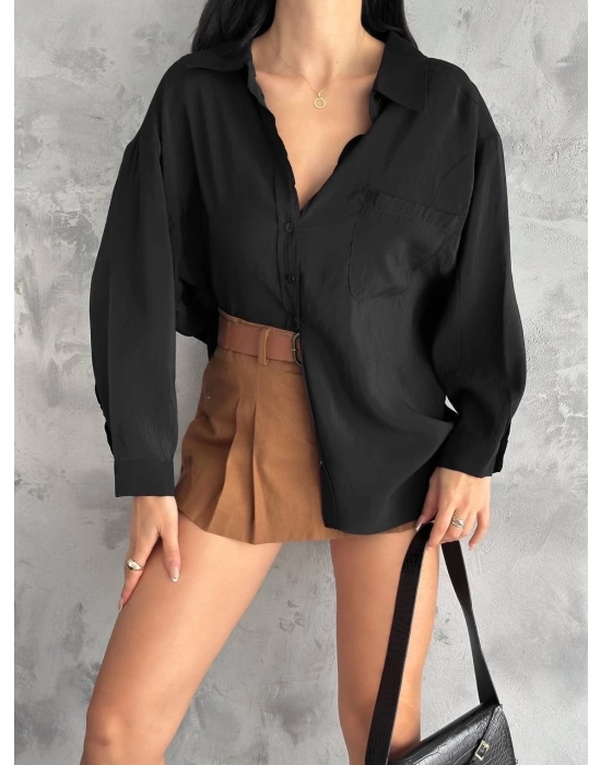 Modal oversize cepli gömlek