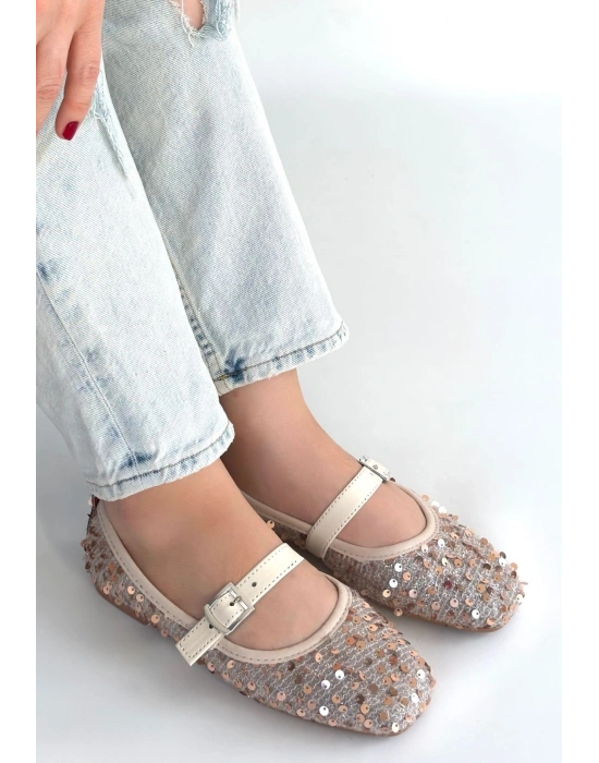 Moden Bej Süet Babae Ayakkabı