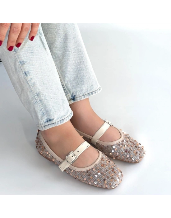 Moden Bej Süet Babae Ayakkabı