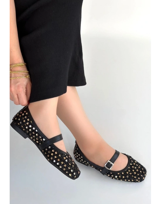 Moden Siyah Süet Babae Ayakkabı