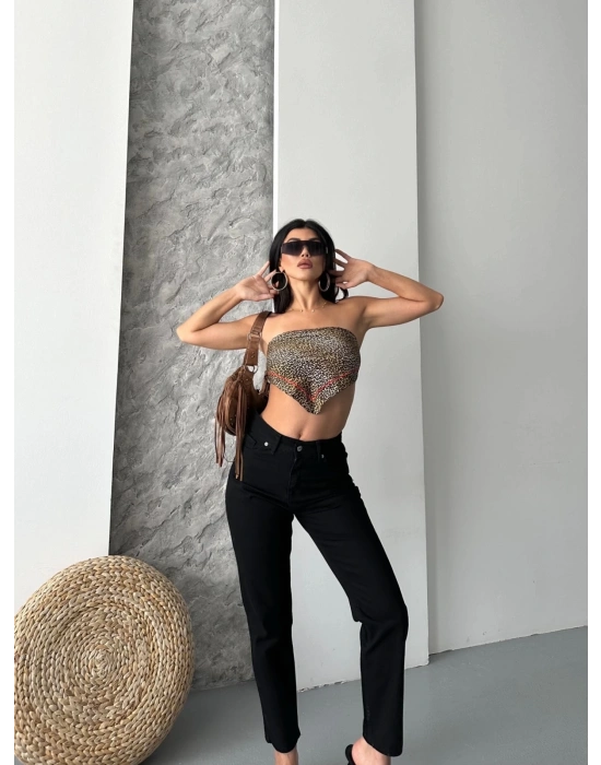 Mom fit enzim taş yıkama jeans pantolon siyah d2006