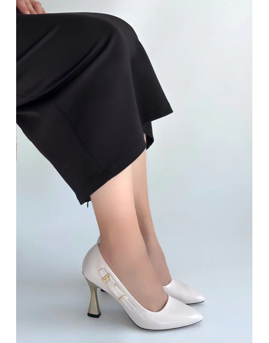 Motya Bej Rugan Topuklu Ayakkabı