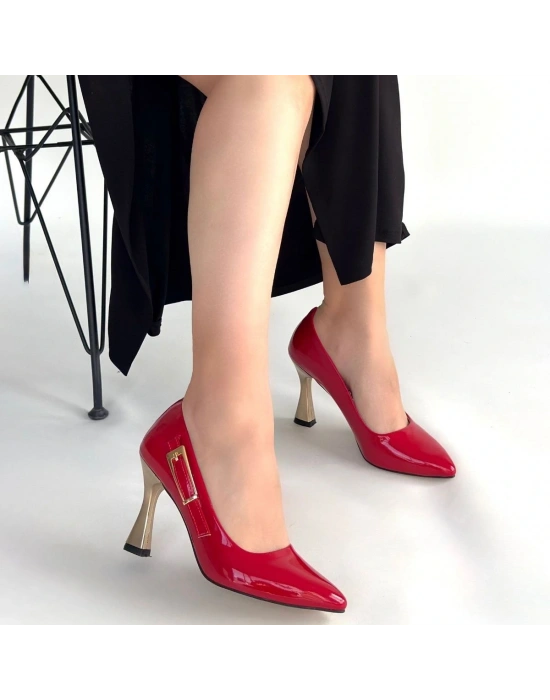 Motya Kırmızı Rugan Topuklu Ayakkabı