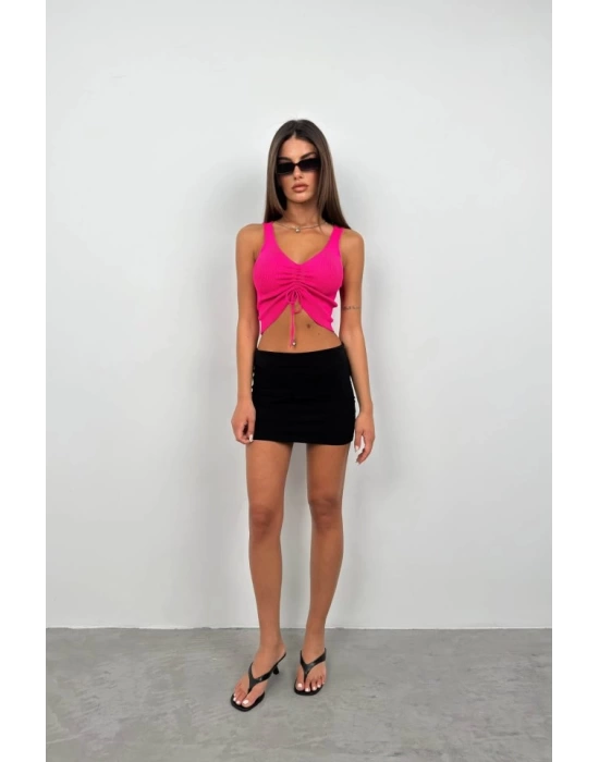 Ön Büzgülü Crop Bluz