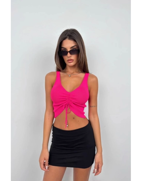 Ön Büzgülü Crop Bluz