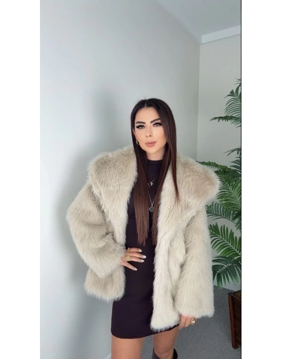 Önü çıtçıtlı loli kürk bej t4149