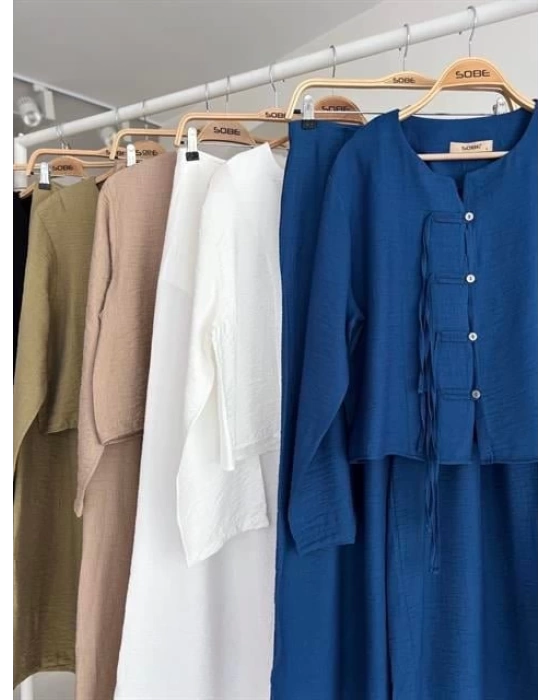 Önü İnce Kordon Detaylı Ve Double Paça Pantolonlu Takım 10180
