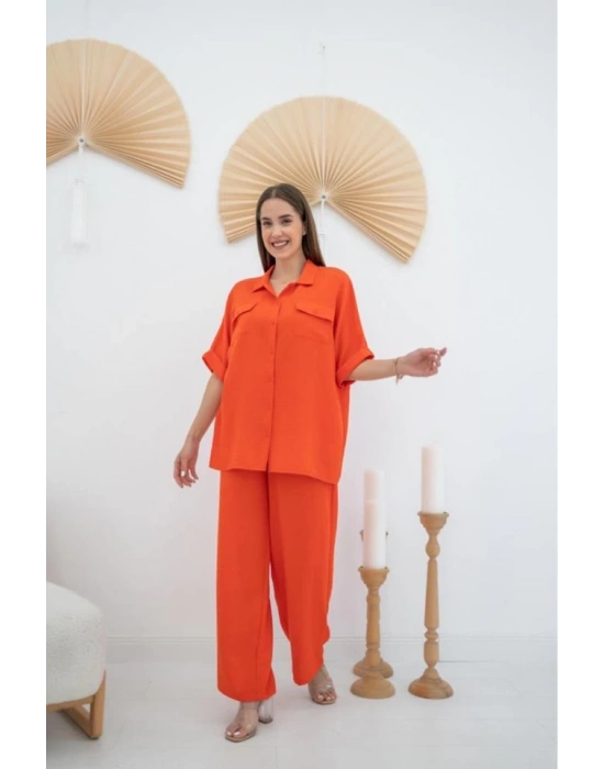 Oranj Gömlek Ve Pantolon Takım