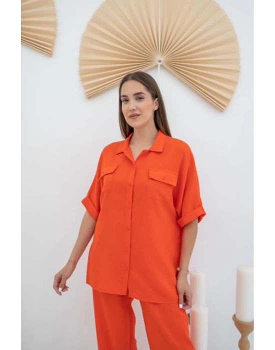 Oranj Gömlek Ve Pantolon Takım