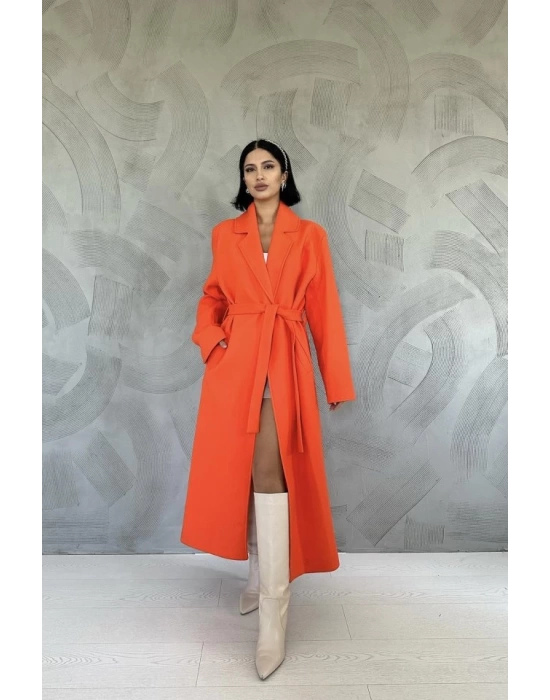 Oranj Kuşaklı Midi Kaban