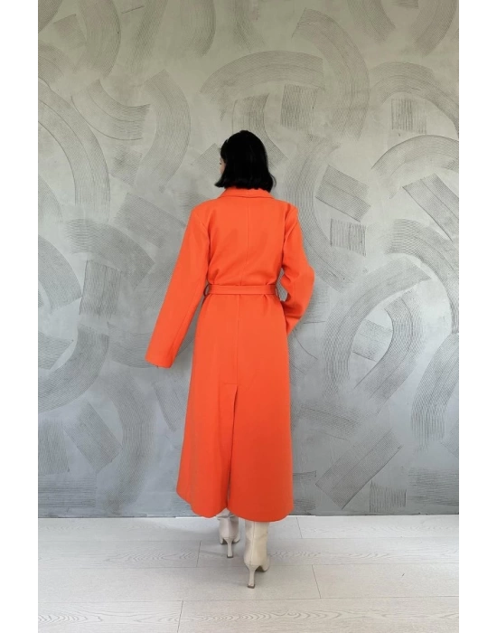 Oranj Kuşaklı Midi Kaban