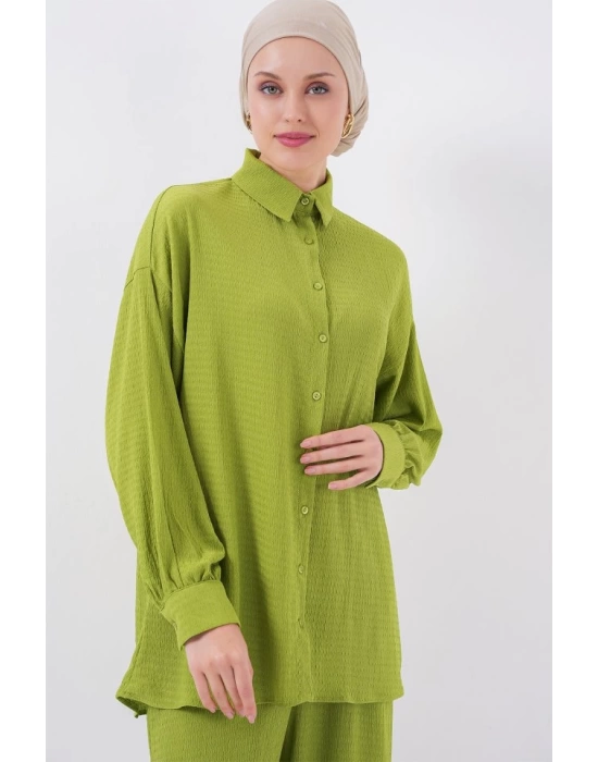 Örme Tesettür Alt Üst Takım 6711 - E.Yeşil
