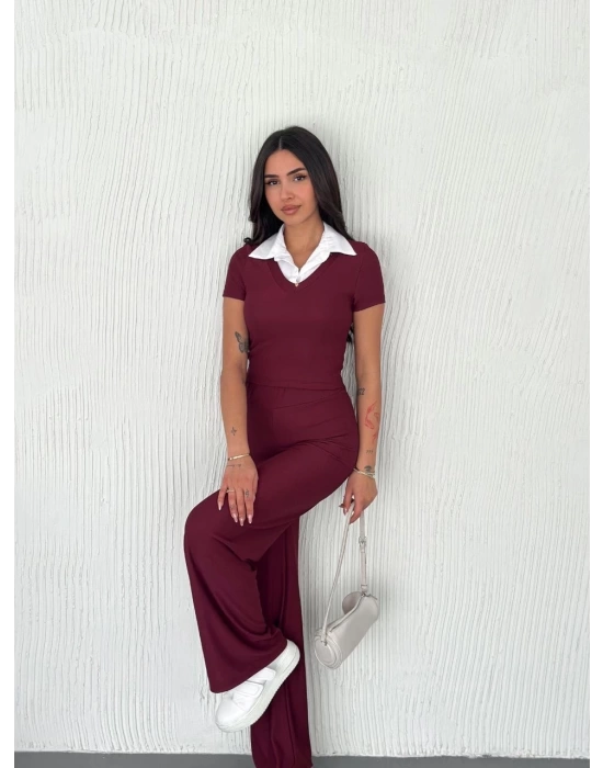 Ottoman kumaş beyaz gömlek yaka takım s4142