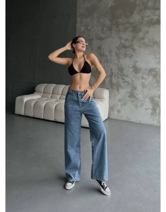 Palazzo Jeans Pantalon - Mavi