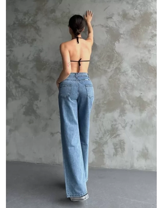 Palazzo Jeans Pantalon - Mavi