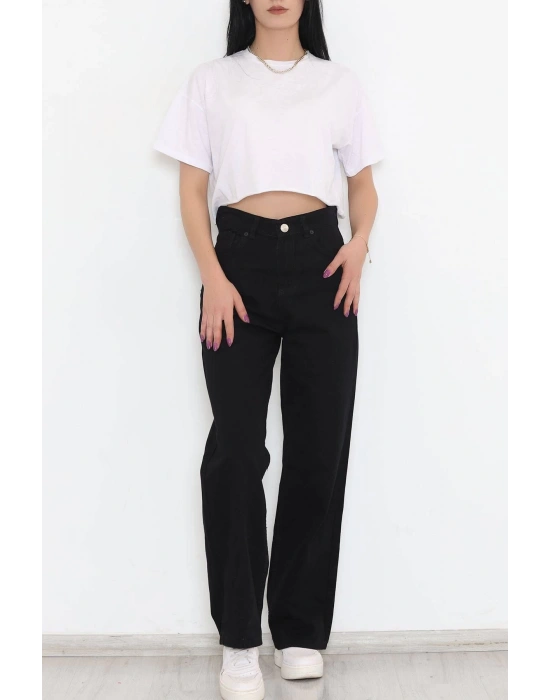 Baskılı Oversize Bisiklet Yaka T-shirt - Siyah