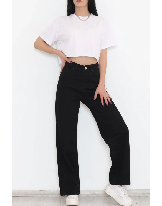 Baskılı Oversize Bisiklet Yaka T-shirt - Siyah