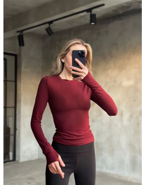 Parmak Geçmeli Buzi Body - Bordo