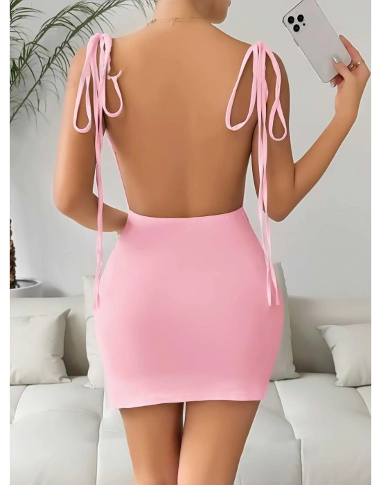 Pembe Fantezi Clup Elbisesi 5034