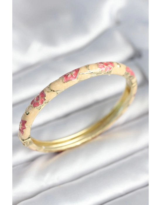 Pembe Renk Detaylı Mineli Kelepçe