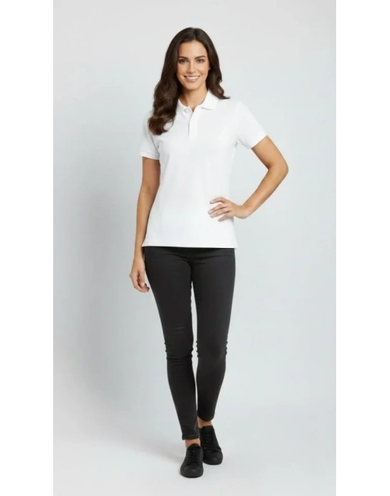 Pike Kumaş Düğmeli Yaka Regular Rahat Günlük Kısa Kol Tişört T-shirt - Beyaz