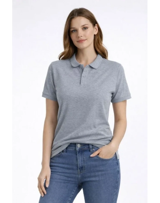 Pike Kumaş Düğmeli Yaka Regular Rahat Günlük Kısa Kol Tişört T-shirt - Gri