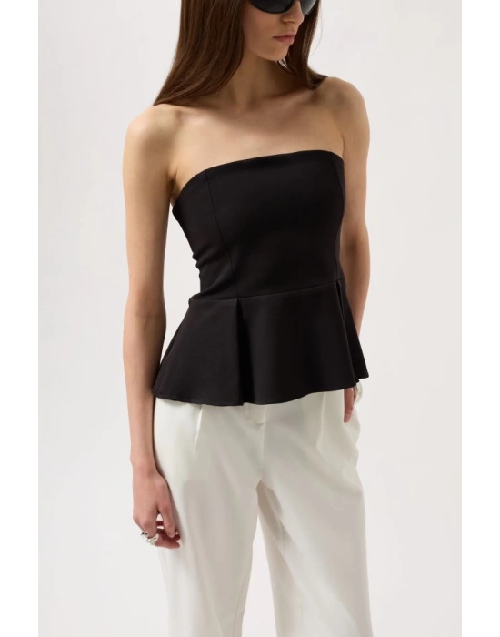 Pileli Straplez Bluz