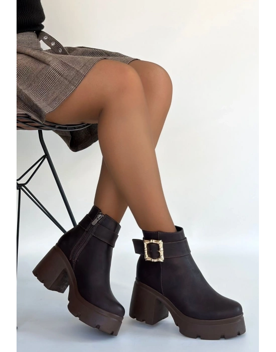 Pinma Acı Kahve Cilt Topuklu Bot