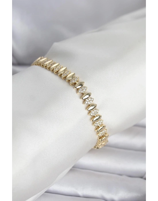 Pirinç Gold Renk Arpa Model Kadın Bileklik