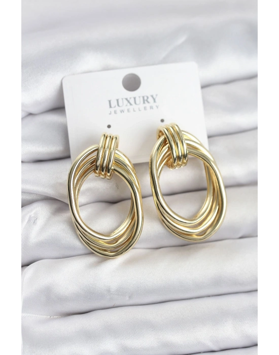 Pirinç Gold Renk Damla Model Vintage Kadın Küpe