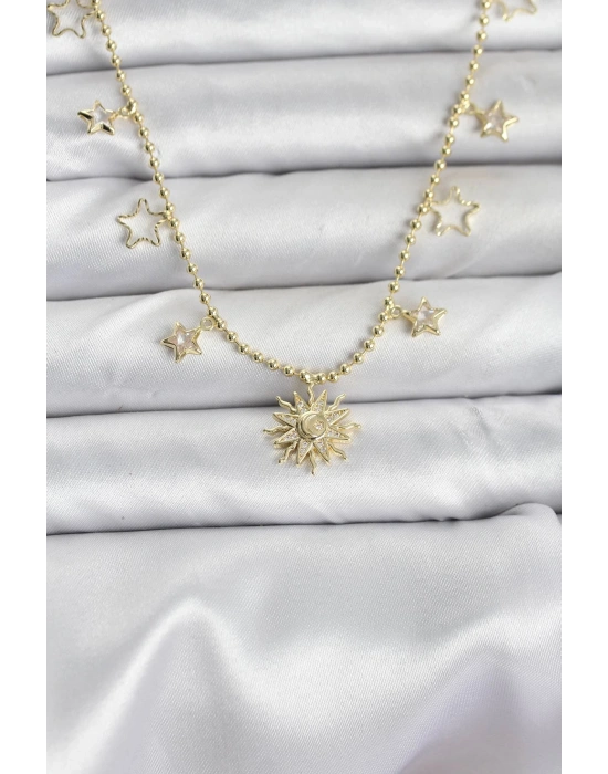 Pirinç Gold Renk Güneş Model Kadın Kolye