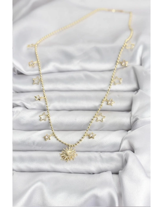 Pirinç Gold Renk Güneş Model Kadın Kolye