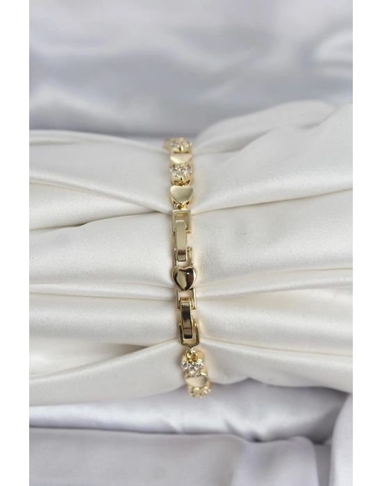 Pirinç Gold Renk Kalpli Model Kadın Bileklik