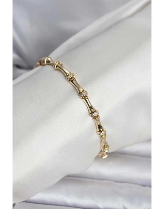 Pirinç Gold Renk Kemik Model Kadın Bileklik