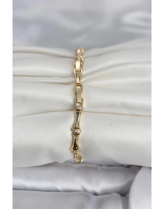 Pirinç Gold Renk Kemik Model Kadın Bileklik