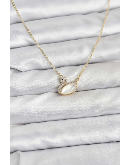 Pirinç Gold Renk Kuğu Model Kadın Kolye