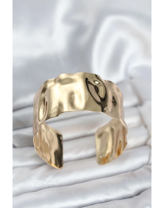 Pirinç Gold Renk Levha Model Kadın Bileklik