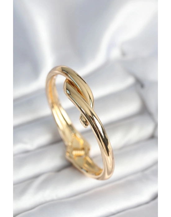Pirinç Gold Renk Sarmal Model Kelepçe Bileklik