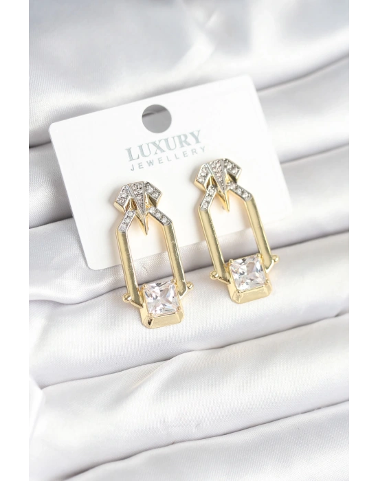 Pirinç Gold Renk Vintage Kadın Küpe