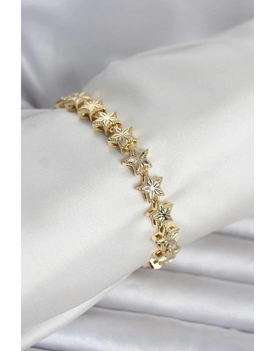Pirinç Gold Renk Yıldız Model Kadın Bileklik