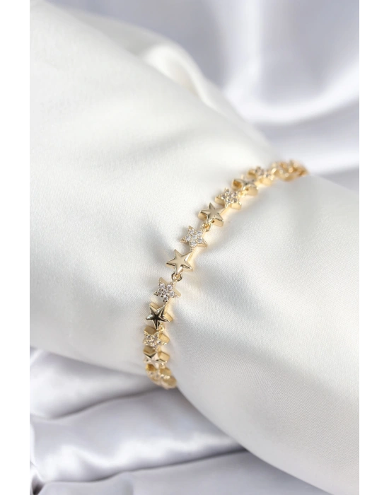 Pirinç Gold Renk Yıldız Model Kadın Bileklik
