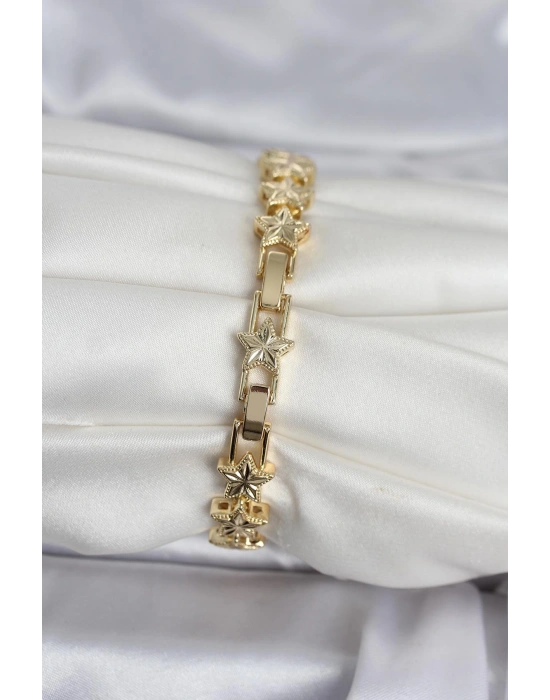 Pirinç Gold Renk Yıldız Model Kadın Bileklik