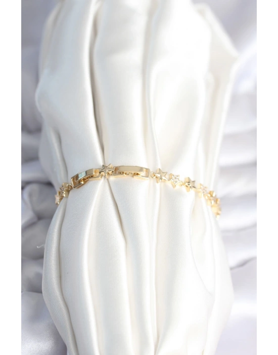 Pirinç Gold Renk Yıldız Model Kadın Bileklik